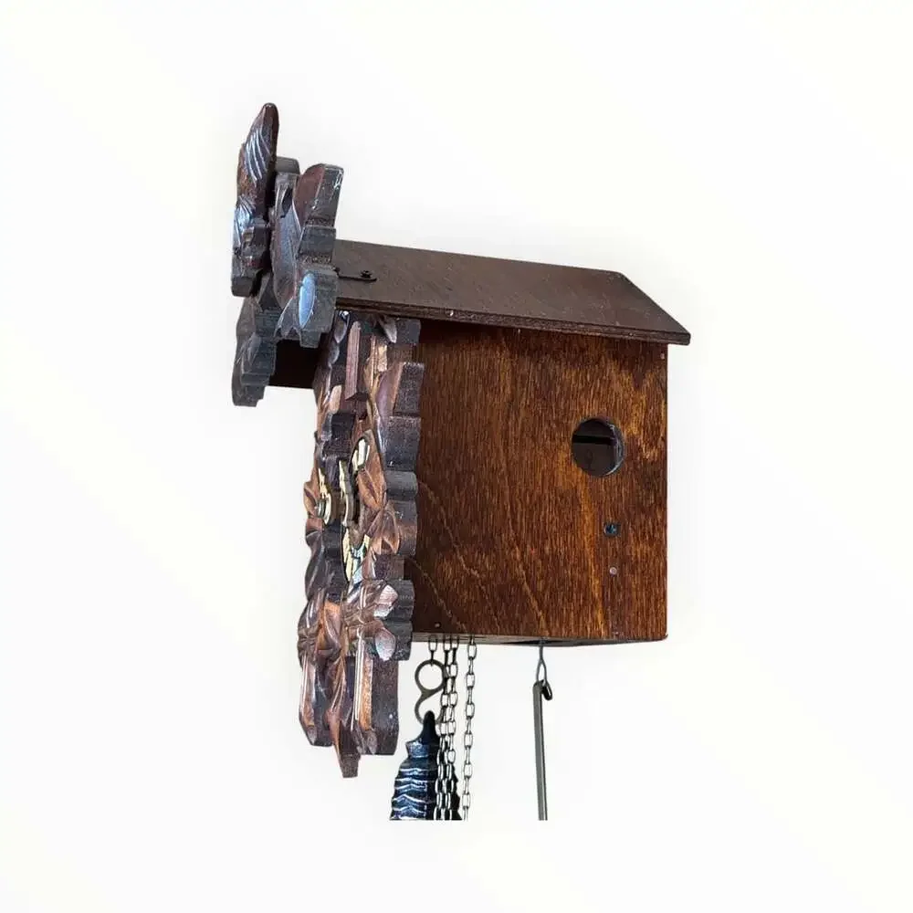 Black Forest Cuckoo Clock Hand Carved 5 Leaves and Bird Made in Germany VdS